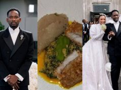 “Rich People Sha!” – Fans React as Mr Eazi Flaunts Tiny Plate of Eba & Egusi From Temi Otedola
